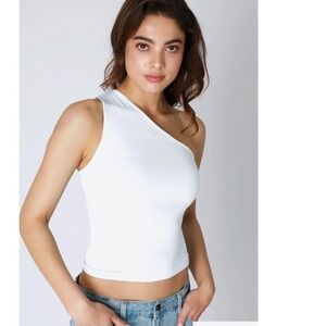 Nikibiki White One Shoulder Seamless Tank Top NS8406 OS